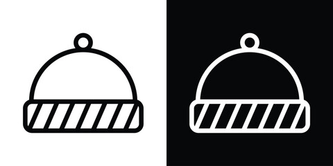 Winter hat icon design. simple stroke line vector icon set