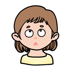 Curious Girl with Wondering Eyes – Cute Cartoon Expression