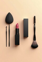 A glamorous set of pink makeup brushes and powder for beauty care.