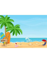 tropical beach vector illustration summer t-shirt