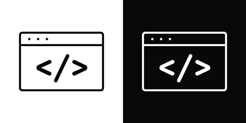Fototapeta premium Web Code icon design. simple stroke line vector icon set
