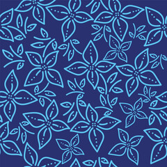 Fototapeta premium seamless vector flower pattern on grey background 