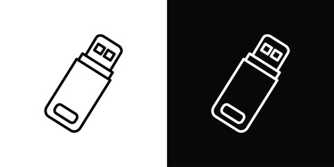 USB pendrive icon design. simple stroke line vector icon set