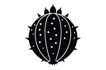 Minimalist Cactus Silhouette Prickly Spines and Circular Pattern, Simple Plant Illustration