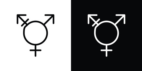 Transgender icon design. simple stroke line vector icon set