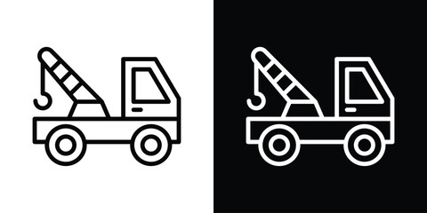 Tow truck icon design. simple stroke line vector icon set
