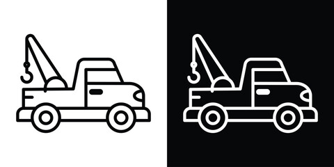 Tow truck icon design. simple stroke line vector icon set