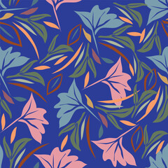 seamless vector flower pattern on grey background
