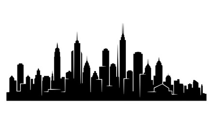 Naklejka premium City Skyline Silhouette Black and White Vector 
