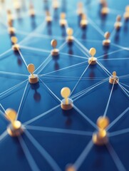 Business connection and social network on blue background.