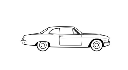 Naklejka premium Classic Vintage Car Minimalist Black and White Vector 