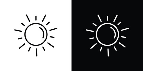 Sun icon design. simple stroke line vector icon set