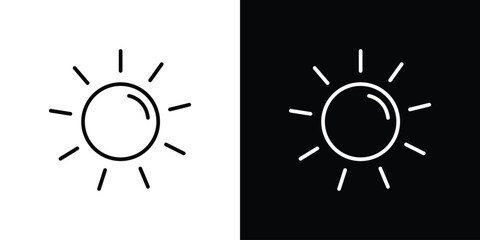 Sun icon design. simple stroke line vector icon set