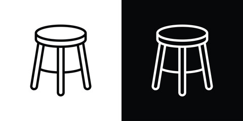Stool icon design. simple stroke line vector icon set