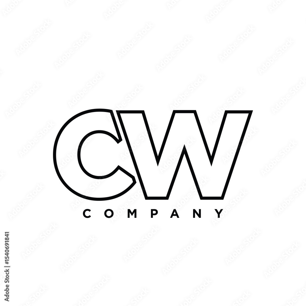 Aufkleber Letter C and W, CW logo design template. Minimal monogram initial based logotype.