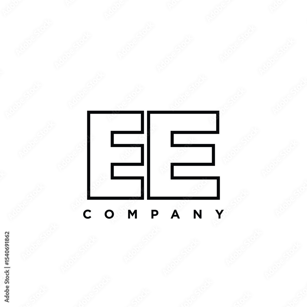 Aufkleber Letter E and E, EE logo design template. Minimal monogram initial based logotype.