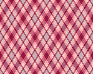 Elegant pink and burgundy diagonal plaid pattern.  Perfect for textile design, fashion, wallpaper, or website backgrounds.  Subtle texture adds sophistication.