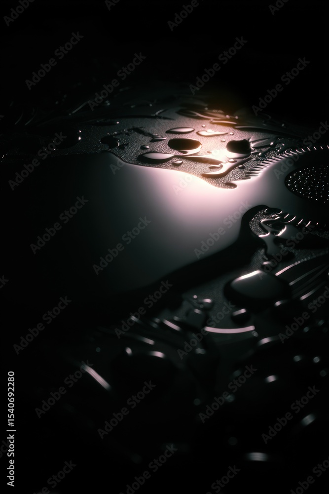 Wall mural abstract dark metallic surface with intricate patterns