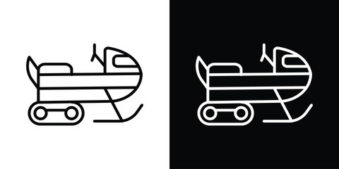 Snowmobile icon design. simple stroke line vector icon set