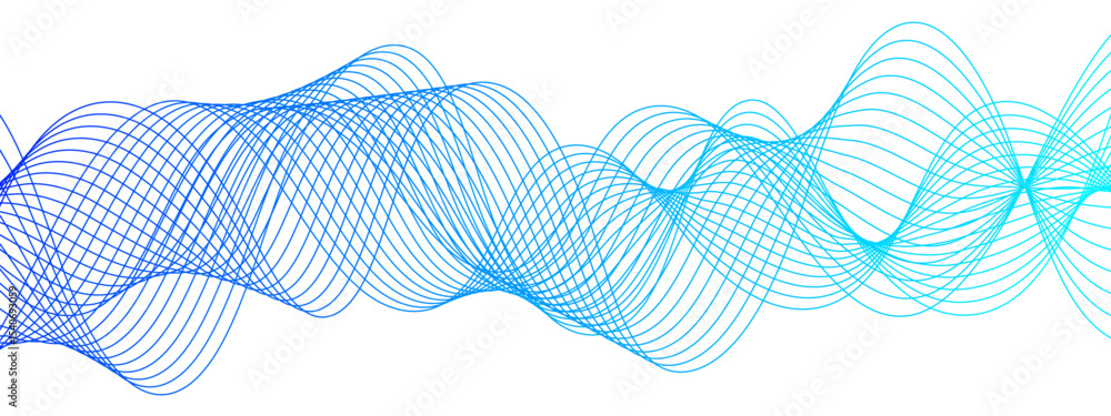 Poster Abstract glowing Modern wave Dynamic flowing with futuristic technology and sound wave lines. Curved wavy lines tech futuristic motion background. Smooth, flowing waveforms blue lines.