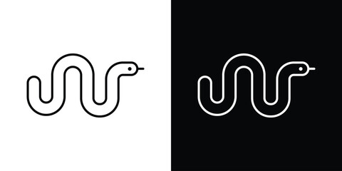 Snake icon design. simple stroke line vector icon set