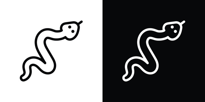 Snake icon design. simple stroke line vector icon set