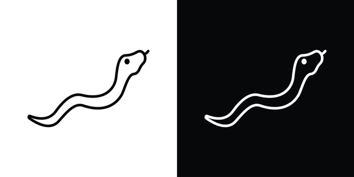Snake icon design. simple stroke line vector icon set