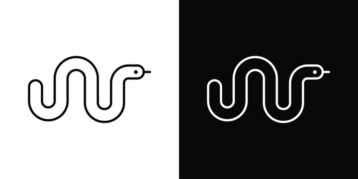 Snake icon design. simple stroke line vector icon set