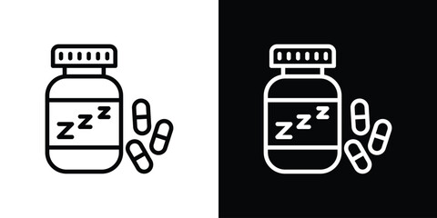 Sleeping pills icon design. simple stroke line vector icon set