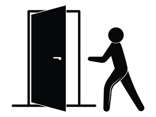 Opened door icon vector design. Silhouette of open and exit or close door vector symbol, logo, app, web design. Vector illustration.