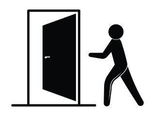 Closed, Opened door icon vector design. Silhouette of open and exit or close door vector symbol, logo, app, web design. Vector illustration.