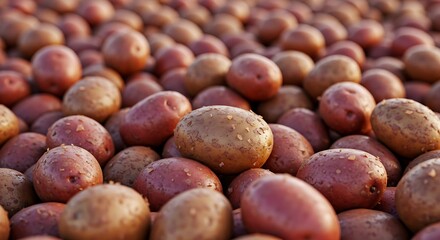 Many fresh potatoes as background
