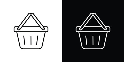 Shopping basket icon design. simple stroke line vector icon set