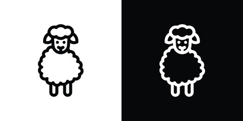 Sheep icon design. simple stroke line vector icon set