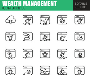 Fototapeta premium Flat Vector Wealth Management and Investment Icon Set – Financial Growth and Strategy Symbols for Professionals
