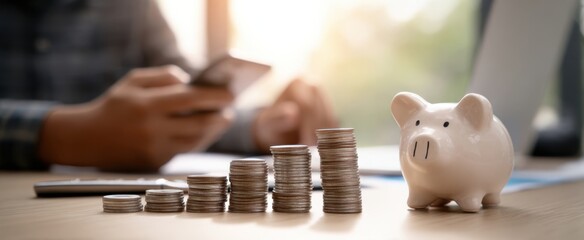 The piggy bank and coins symbolize effective personal finance management strategies.