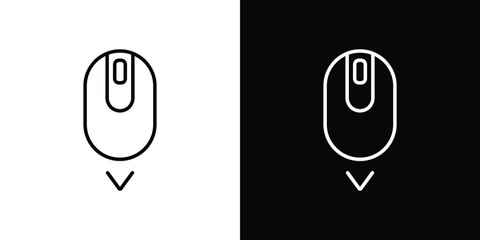 Scroll down computer mouse icon design. simple stroke line vector icon set