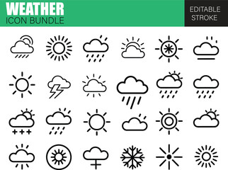 Weather and Climate Icon Set – Flat Vector Symbols for Forecast Apps, Environmental Dashboards, and UI Use
