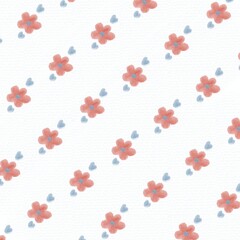 seamless pattern with flowers and hearts