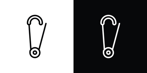 Safety pin icon design. simple stroke line vector icon set