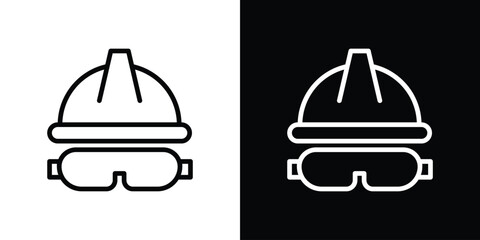 Safety helmet icon design. simple stroke line vector icon set