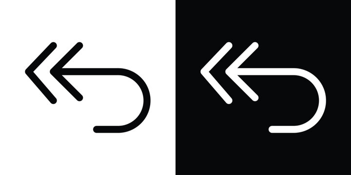 Reply all icon design. simple stroke line vector icon set