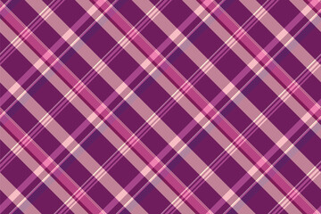 Woven vector check texture, jersey background tartan plaid. Grid fabric pattern seamless textile in pink and light colors.