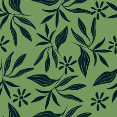 Elegant seamless floral pattern with fall flowers. Repeatable botanical background. Flat vector illustration