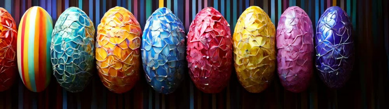 Festive easter eggs with intricate details and color blends
