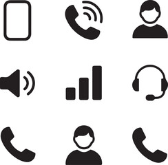 Nine Black and White Communication Icons Set vector