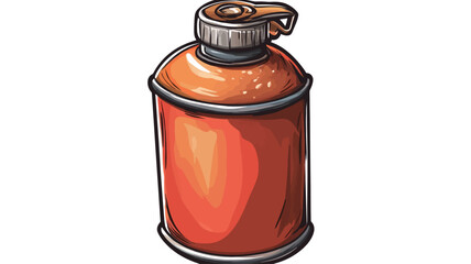 A digital illustration of an orange aerosol can. The can is cylindrical with a slightly textured surface. It features a metallic-looking cap with a small opening mechanism. The style is cartoonish