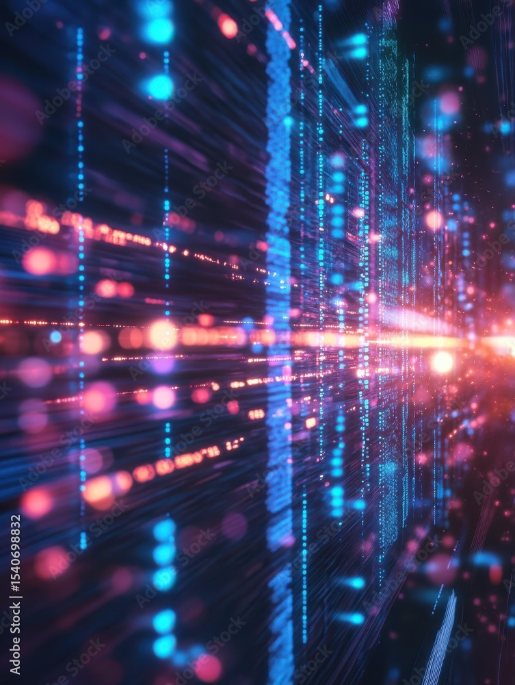 Poster abstract technology big data background concept: digital data flow motion, transfer and storage of d