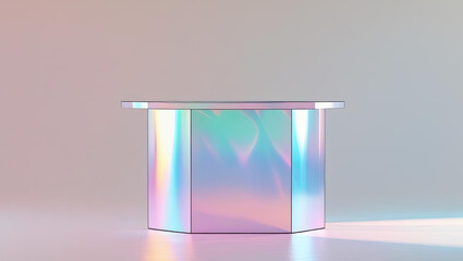 Pastel holographic hexagon display stand