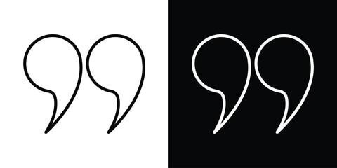 Quote right icon design. simple stroke line vector icon set